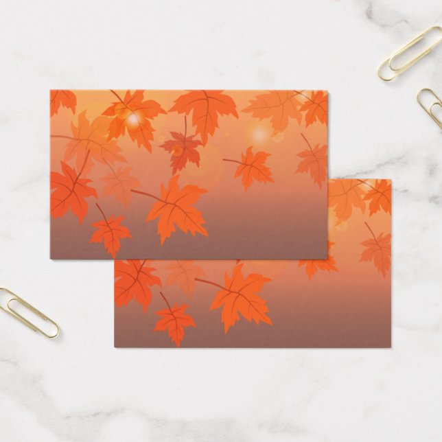 Cartes De Visite Design d'automne avec feuilles d'érable et effet b (Bureau)