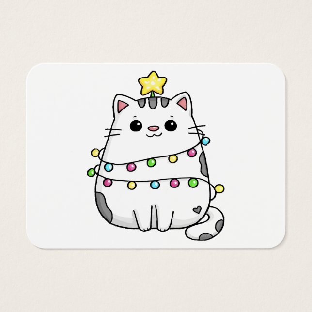 Cartes De Visite Design de Noël de chat mignon (Devant)