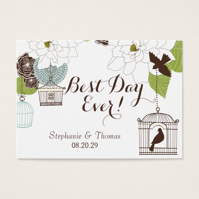 Cartes De Visite Design floral moderne w Cages d'oiseaux et art Ins (Devant)