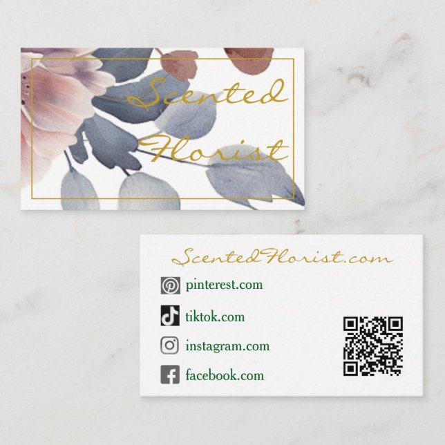 Cartes de visite - Design Golden Florist (Devant / Derrière)