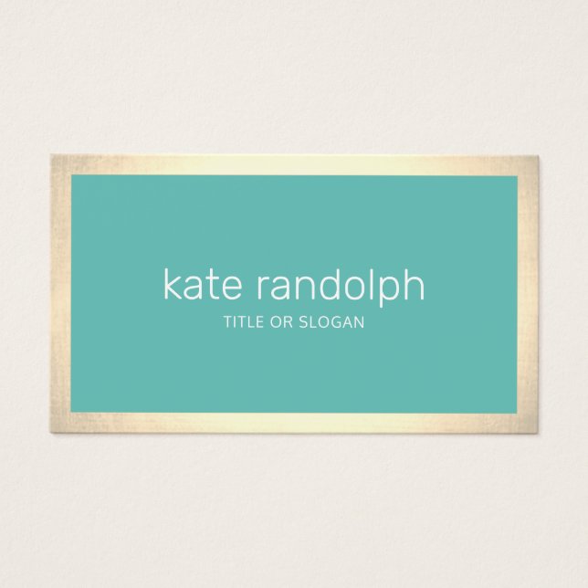 Cartes De Visite Design Moderne Turquoise Gold Frontière Salon de b (Devant)