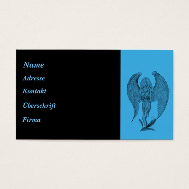 Cartes De Visite Design noir et bleu Angel (Devant)