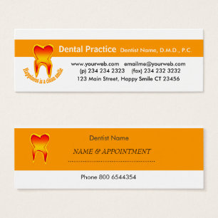Cartes De Visite Dessin douloureux de la Dentiste dentaire Nominati