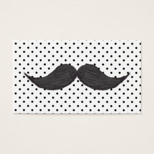 Cartes De Visite Dessin drôle de moustache et pois noir