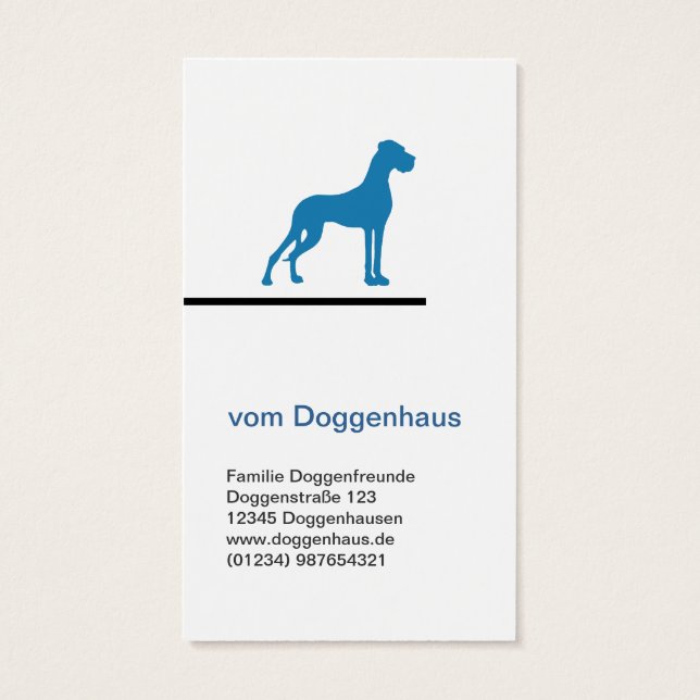 Cartes De Visite Deutsche Doggen Visitenkarten (Dos)