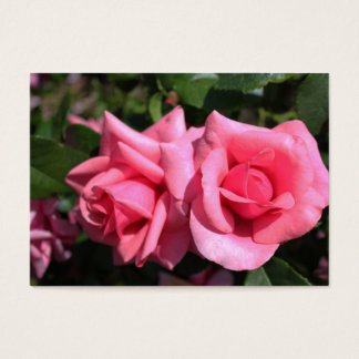 Cartes De Visite deux fleurs de rose rose chaud parfait. amour