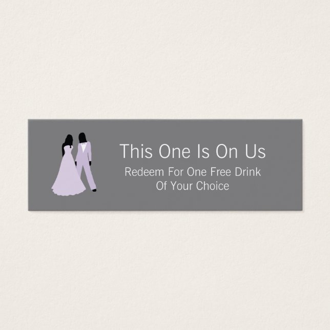 Cartes De Visite Deux mariées Boire gratuitement sur nous (Lilac et (Devant)