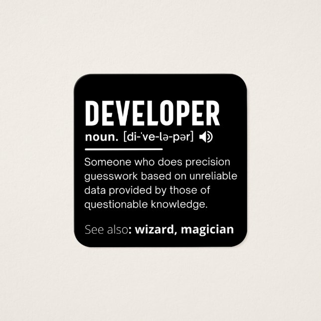 Cartes De Visite Developer Dictionary Definition Funny developers (Devant)