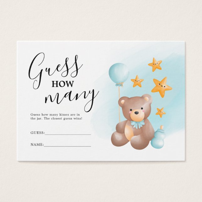 Cartes De Visite Devinez combien de Baby showers d'ours (Devant)