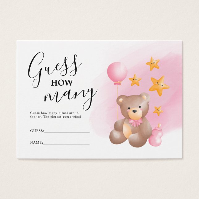 Cartes De Visite Devinez combien de Baby showers d'ours jeu (Devant)