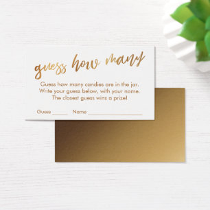 Cartes De Visite Devinez combien de Gold & White Game Card