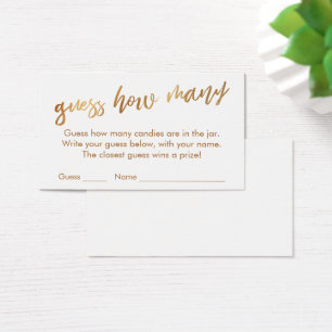 Cartes De Visite Devinez combien de Simple Gold & White Game Card