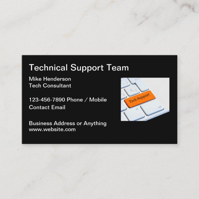 Cartes de visite d'expert en support technique (Devant)