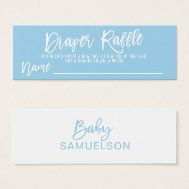 Cartes De Visite DIAPER RAFFLE Billet Bleu Baby shower GARY (Devant & derrière)