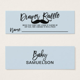 Cartes De Visite DIAPER RAFFLE Ticket Mustache Petit Homme Douche