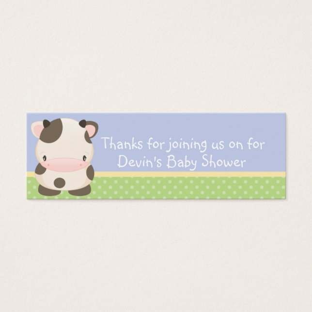 Cartes De Visite Diddles Farm moo-Vache Baby shower Favoriser Balis (Devant)