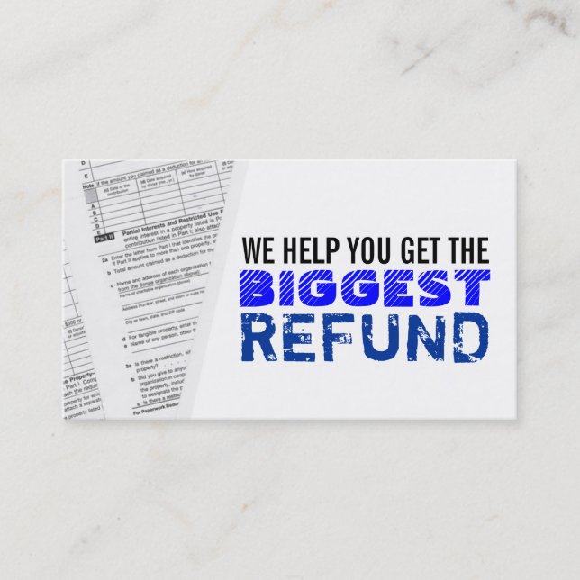 Cartes de visite d'impôts sur le revenu (Devant)