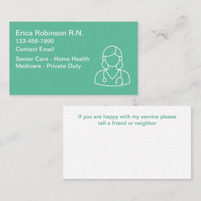 Cartes de visite d'infirmière en soins à domicile (Devant / Derrière)