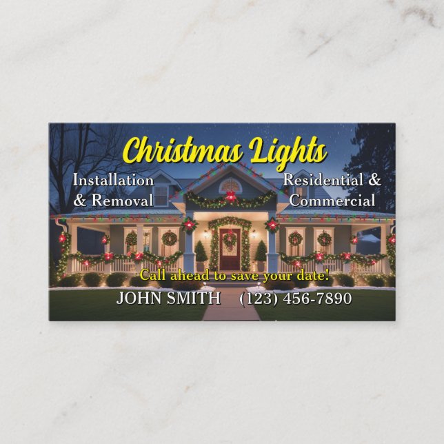 Cartes de visite d'installation des feux de Noël (Devant)