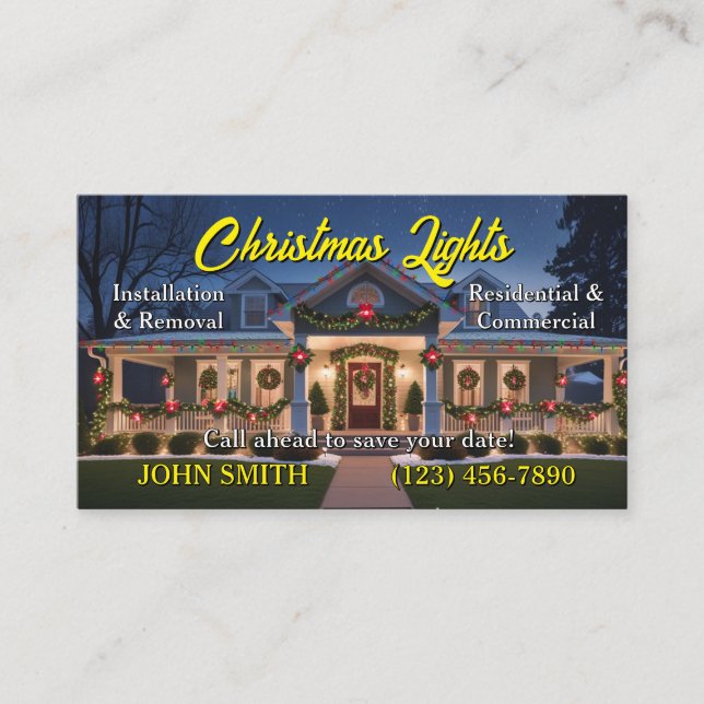 Cartes de visite d'installation des feux de Noël (Devant)
