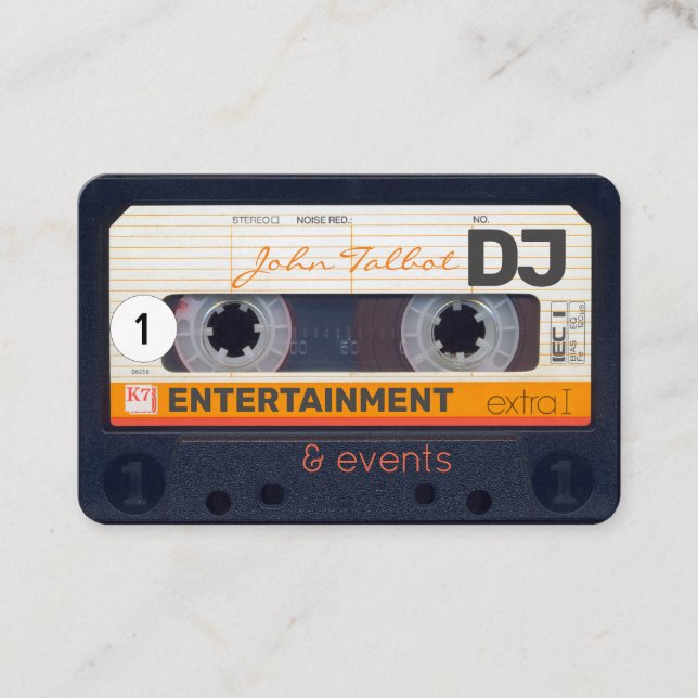 Cartes de visite DJ Cassette Audio Rétro 80s 2 (Devant)