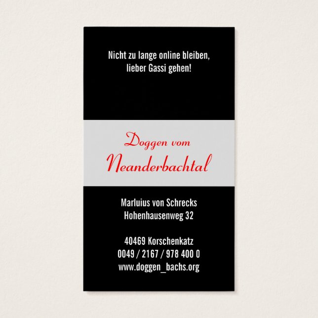 Cartes De Visite Doggenzucht (Dos)
