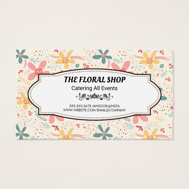 Cartes De Visite Doodles de fleurs (Devant)