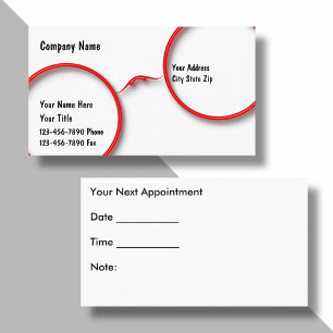 Cartes de visite d'optométrie