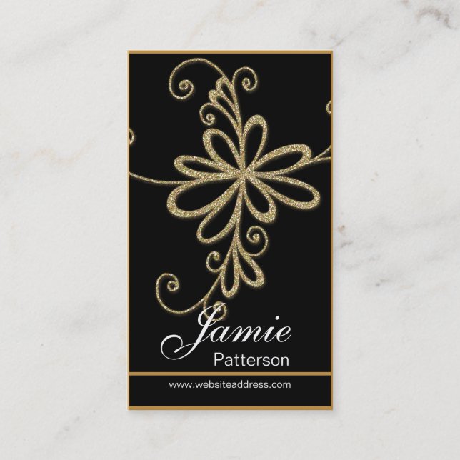 Cartes de visite d'or de verticale de fleur de (Devant)