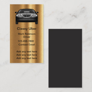 Cartes de visite dorées pour chauffeur Uber élégan