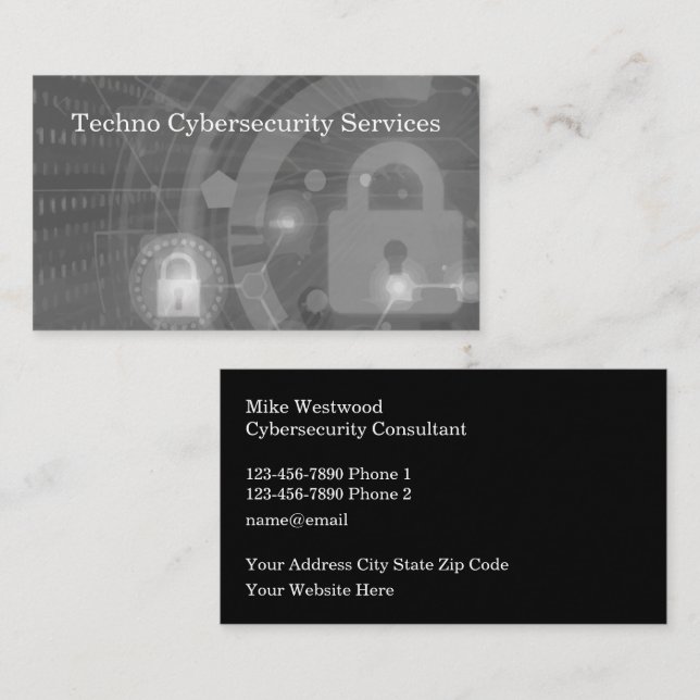 Cartes de visite double face Cybersécurité (Devant / Derrière)