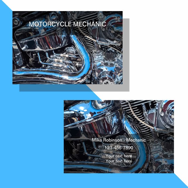 Cartes de visite double pour mécanicien de moto (Créateur téléchargé)
