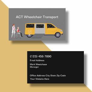 Cartes de visite doubles de transport en fauteuil 