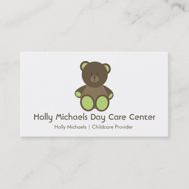 Cartes de visite d'ours de garde/babysitter (Devant)