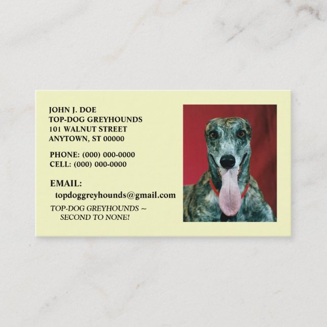 CARTES DE VISITE DOUX D'ANIMAL FAMILIER DE CHIEN (Devant)