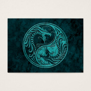 Cartes De Visite Dragons de Yin Yang de pierre bleue