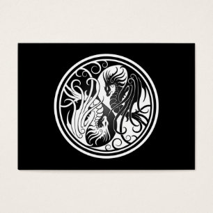 Cartes De Visite Dragons de Yin Yang de vol - noirs et blancs