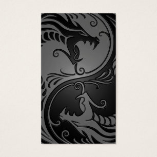 Cartes De Visite Dragons gris et noirs de Yin Yang
