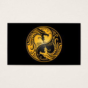 Cartes De Visite Dragons jaunes et noirs de Yin Yang