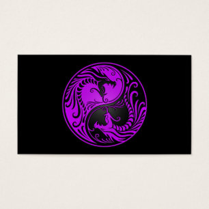 Cartes De Visite Dragons pourpres et noirs de Yin Yang