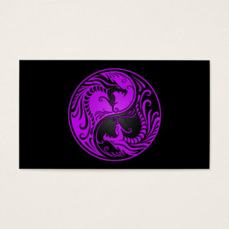 Cartes De Visite Dragons Yin Yang violet et noir