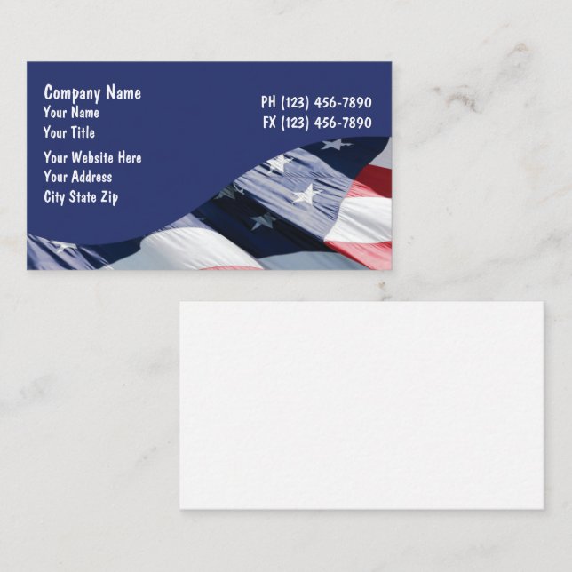 Cartes de visite drapeau américain (Devant / Derrière)