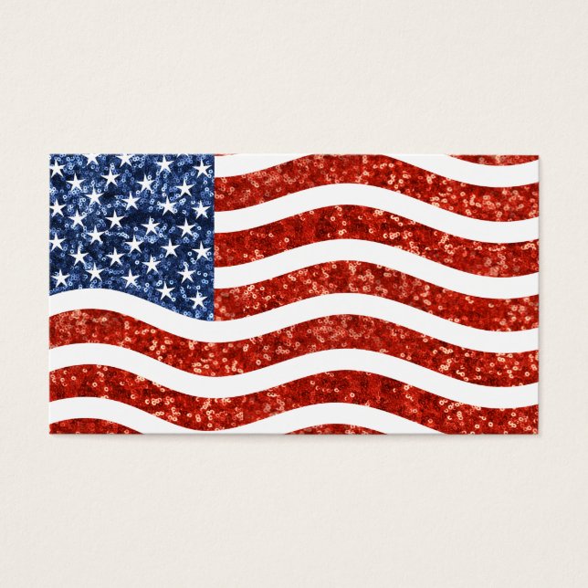 Cartes De Visite drapeau américain à impression fausse séquence (Devant)