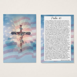 Cartes De Visite Drapeau américain Psalm 40 Ecriture Crucifix
