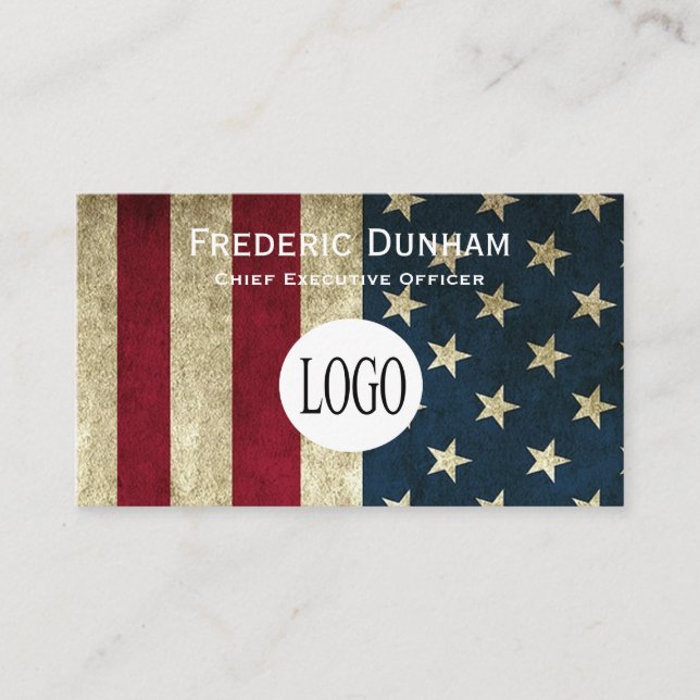 Cartes de visite Drapeau Américain Votre Logo (Devant)
