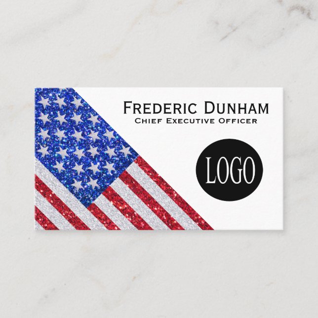 Cartes de visite Drapeau Américain Votre Logo (Devant)