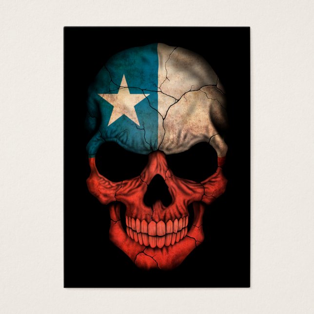 Cartes De Visite Drapeau chilien sur noir (Devant)