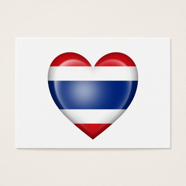 Cartes De Visite Drapeau de coeur thaïlandais sur blanc (Devant)