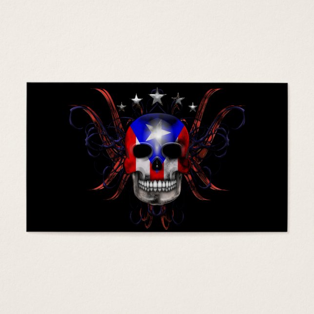 Cartes De Visite Drapeau porto-ricain - Crâne (Devant)
