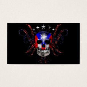 Cartes De Visite Drapeau portoricain - crâne